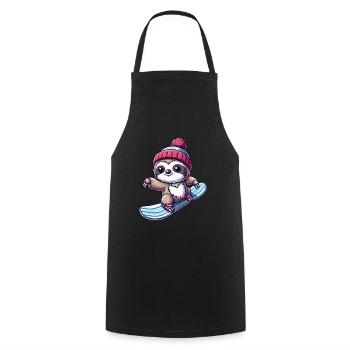 Paresseux Snowboarder Hiver Sports D’hiver Vacances - Tablier de cuisine - noir - Devant - AI Model Male 185 dark (185cm)