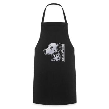 Dalmatien Portrait Dessin Tête Argent - Tablier de cuisine - noir - Devant - AI Model Male 185 dark (185cm)