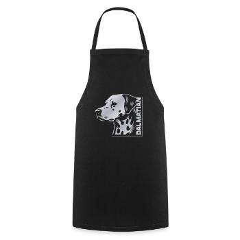 Dalmatien Portrait Dessin Tête Argent - Tablier de cuisine - noir - Devant - AI Model Male 185 dark (185cm)