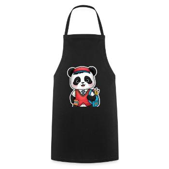 Panda kawaii vêtu d’un uniforme scolaire traditionnel - Tablier de cuisine - noir - Devant - AI Model Male 185 dark (185cm)