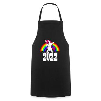Dabbing Unicorn 2022 Rainbow Drôle Nouvel An - Tablier de cuisine - noir - Devant - AI Model Male 185 dark (185cm)
