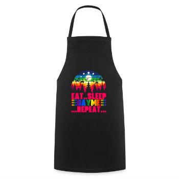 Eat Sleep Gayme Repeat: Retro-Gaming-Pride-Design - Kochschürze - Schwarz - Vorne - AI Model Male 185 dark (185cm)