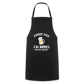 Cadeau humour j'peux pas j'ai bières avec copains - Tablier de cuisine - noir - Devant - AI Model Male 185 dark (185cm)