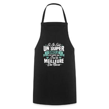 Super Oncle - Humour Cadeau Nièce Tonton - Tablier de cuisine - noir - Devant - AI Model Male 185 dark (185cm)