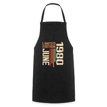 June 1980 Birthday Gift June 1980 Retro 1980 - Cooking Apron - black - Front - AI Model Male 185 dark (185cm)