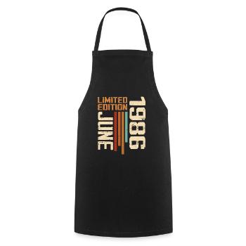 June 1986 Birthday Gift June 1986 Retro 1986 - Cooking Apron - black - Front - AI Model Male 185 dark (185cm)