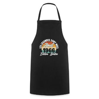 Cadeau Les légendes sont nées en Août 1966 - Tablier de cuisine - noir - Devant - AI Model Male 185 dark (185cm)