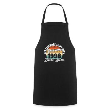 Cadeau Les légendes sont nées en Décembre 1998 - Tablier de cuisine - noir - Devant - AI Model Male 185 dark (185cm)