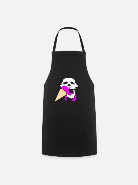 Skull with ice cream - Cooking Apron - black