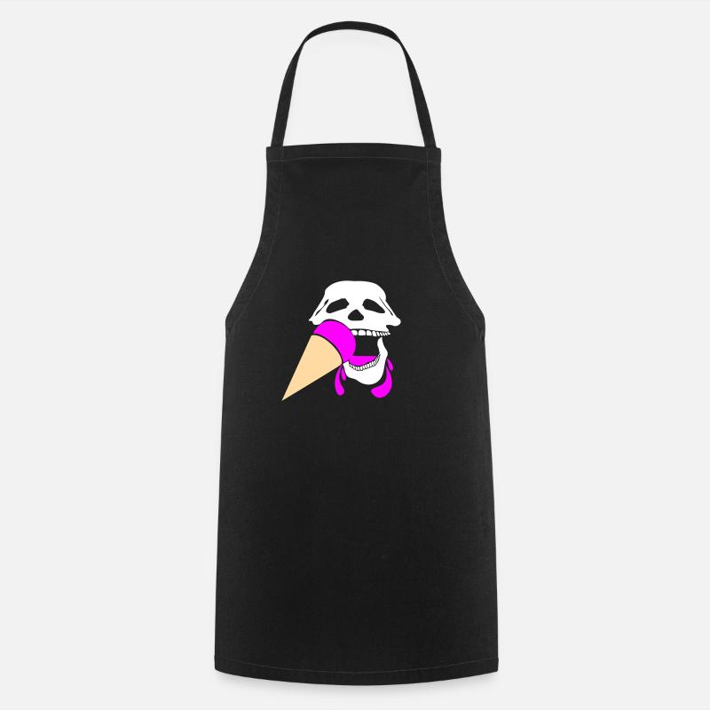 Skull with ice cream - Cooking Apron - black