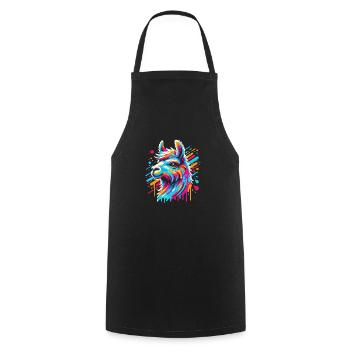 Rainbow Llama Alpaca in Bright Colors Comic Art - Cooking Apron - black - Front - AI Model Male 185 dark (185cm)