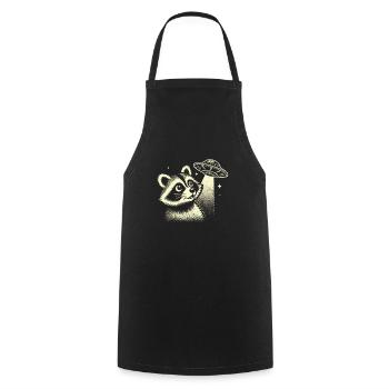 raton laveur mystique avec vaisseau spatial et étoiles - Tablier de cuisine - noir - Devant - AI Model Male 185 dark (185cm)