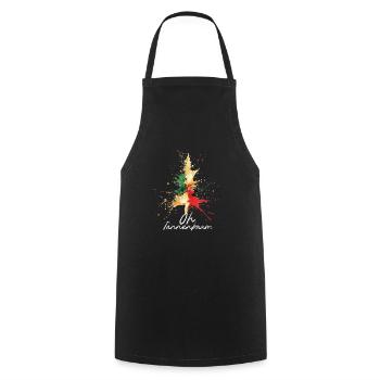 Oh Christmas Tree Colorful Artistic Christmas Tree - Cooking Apron - black - Front - AI Model Male 185 dark (185cm)