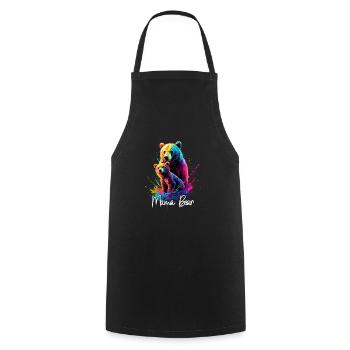 Floral Artistique Maman Ours Ours Maman Fête des Mères - Tablier de cuisine - noir - Devant - AI Model Male 185 dark (185cm)