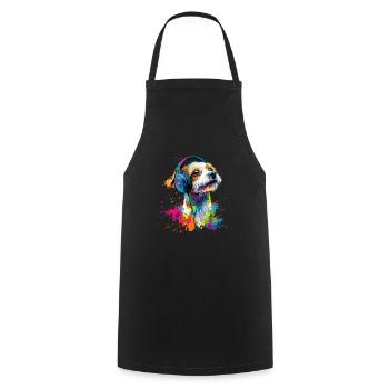 Colorful Artistic Jack Russell Terrier Dog Jacky - Cooking Apron - black - Front - AI Model Male 185 dark (185cm)