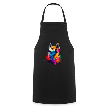 Coloré Artistique Shiba Inu Casque Chiens - Tablier de cuisine - noir - Devant - AI Model Male 185 dark (185cm)