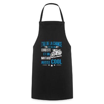 cordiste et motard - Tablier de cuisine - noir - Devant - AI Model Male 185 dark (185cm)