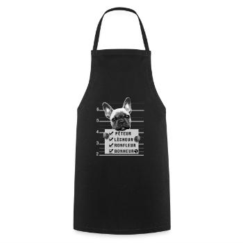 bouledogue français humour chien mignon - Tablier de cuisine - noir - Devant - AI Model Male 185 dark (185cm)