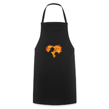 Couple in the fire heart - Cooking Apron - black - Front - AI Model Male 185 dark (185cm)
