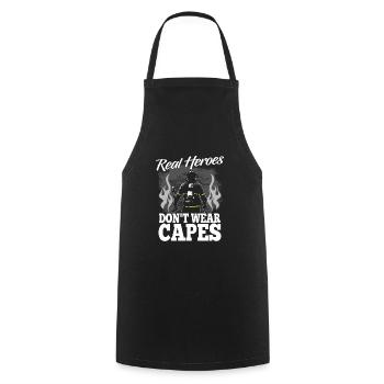 Pompier cadeau - Tablier de cuisine - noir - Devant - AI Model Male 185 dark (185cm)