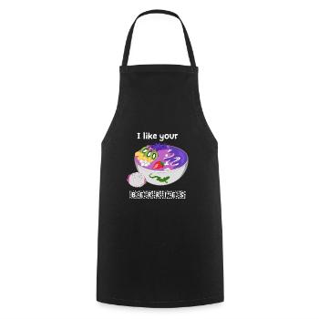 Smoothie Bowl - I like your berries white - Cooking Apron - black - Front - AI Model Male 185 dark (185cm)