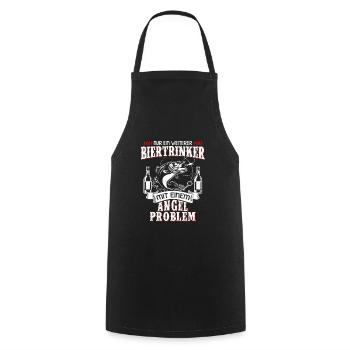 Biertrinker Angler Angel Spruch - Kochschürze - Schwarz - Vorne - AI Model Male 185 dark (185cm)