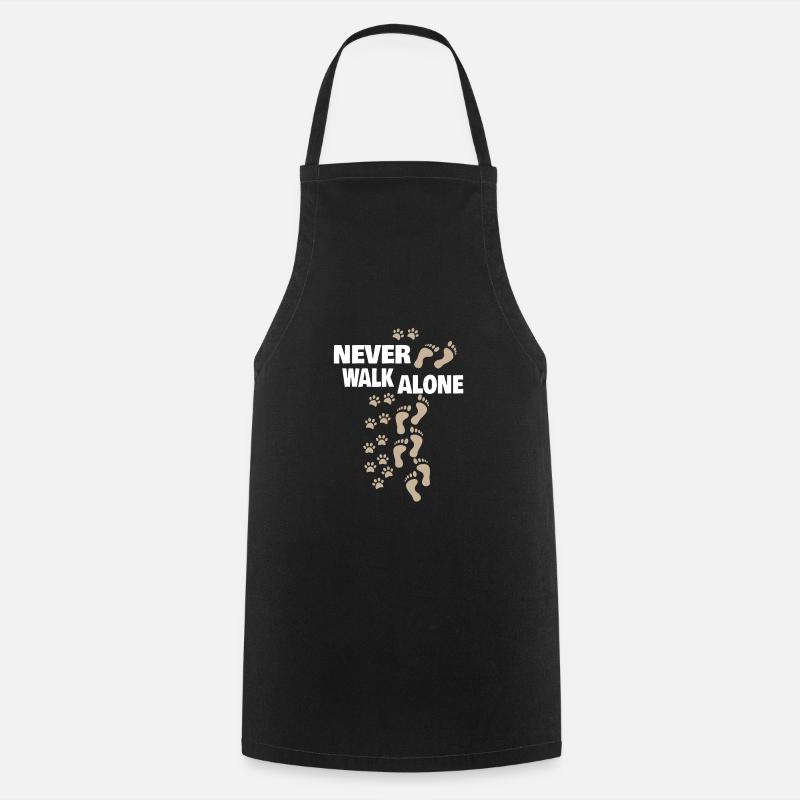Dog Husband Wife Gassi Go Never Alone Gift - Cooking Apron - black