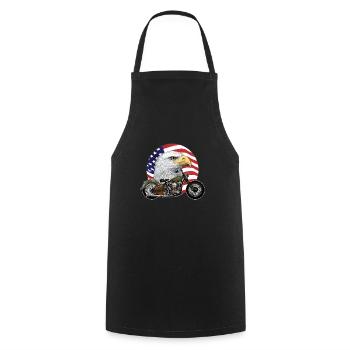 Eagle Head USA Motorcycle Biker Chopper - Cooking Apron - black - Front - AI Model Male 185 dark (185cm)