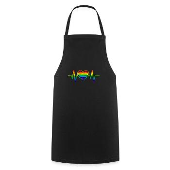 ECG Heartbeat LGBT Frequency - Cooking Apron - black - Front - AI Model Male 185 dark (185cm)