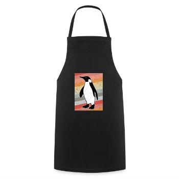 Vintage Pinguin - Kochschürze - Schwarz - Vorne - AI Model Male 185 dark (185cm)