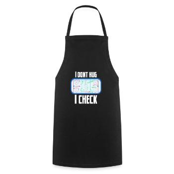 I dont hug I check - ice hockey, ice, racket puck - Cooking Apron - black - Front - AI Model Male 185 dark (185cm)