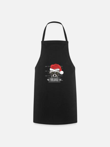 Weihnachtsmann Waschbär Verbrecher - Kochschürze - Schwarz