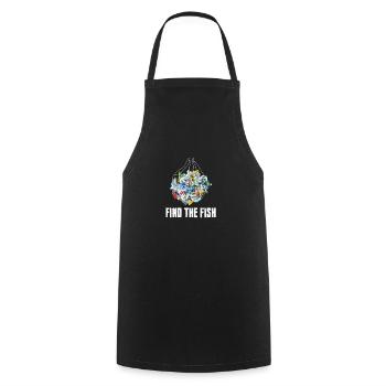 Trouver le poisson - changement climatique, protection de l'environnement - Tablier de cuisine - noir - Devant - AI Model Male 185 dark (185cm)