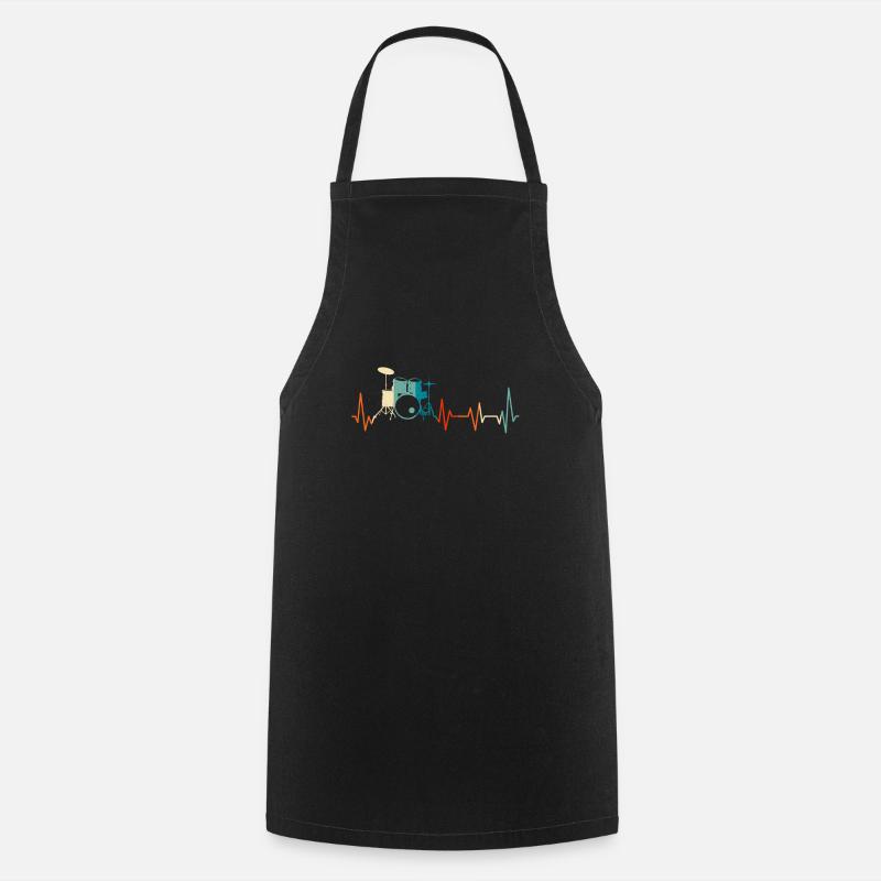Drums drummer heartbeat - Cooking Apron - black