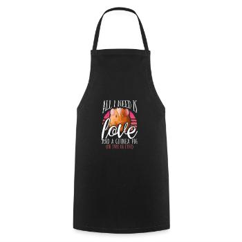 Tout ce dont j’ai besoin, c’est d’amour et d’un cochon d’Inde - Tablier de cuisine - noir - Devant - AI Model Male 185 dark (185cm)