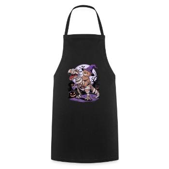 Teddy bear riding a dinosaur on Halloween - Cooking Apron - black - Front - AI Model Male 185 dark (185cm)