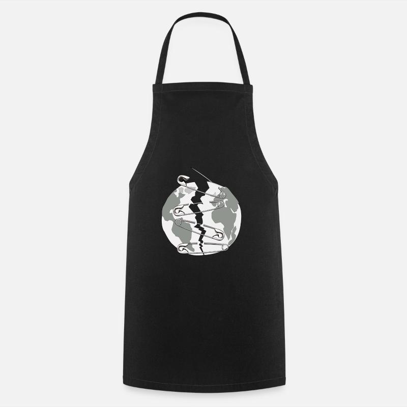 Planète Terre avec épingles de sécurité Protection de l’environnement - Tablier de cuisine - noir