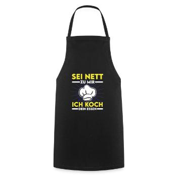 Koch kochen braten Küche Spruch Sei Nett - Kochschürze - Schwarz - Vorne - AI Model Male 185 dark (185cm)