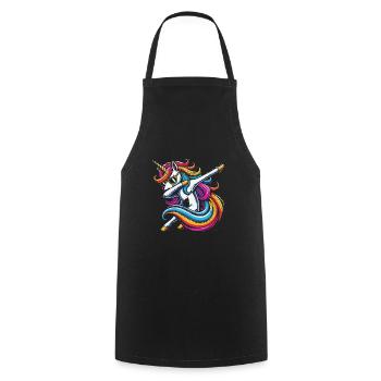 Regenbogen Einhorn mit Sonnenbrille Comic Kunst - Kochschürze - Schwarz - Vorne - AI Model Male 185 dark (185cm)