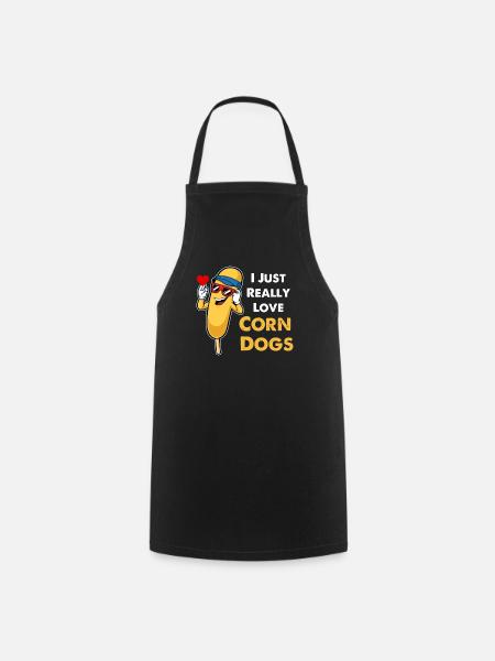 I Just Really Love CornDogs, Corndog Lover - Cooking Apron - black