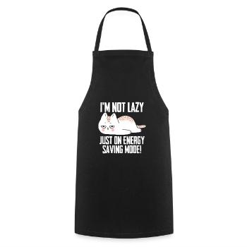Lazy Cat - Im Not Lazy Just On Energy Saving Mode - Cooking Apron - black - Front - AI Model Male 185 dark (185cm)