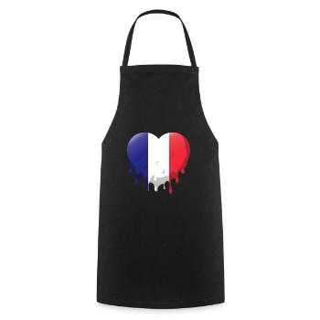Frankreich Flagge Herz Französische Fahne Tropfend - Kochschürze - Schwarz - Vorne - AI Model Male 185 dark (185cm)