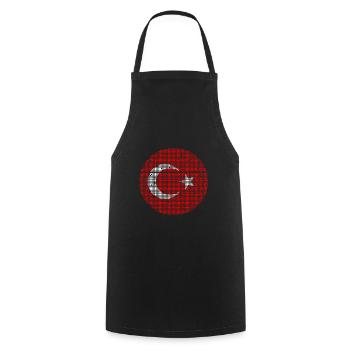 Drapeau de Turquie Utilisé Look Drapeau Turc Vintage - Tablier de cuisine - noir - Devant - AI Model Male 185 dark (185cm)