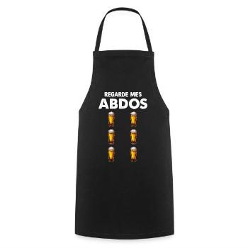 Bière, pression abdos, humour apéro - Tablier de cuisine - noir - Devant - AI Model Male 185 dark (185cm)