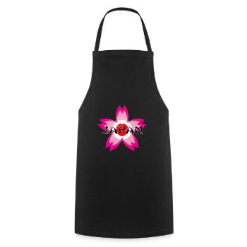 Japan Cherry Blossom - Cooking Apron - black - Front - AI Model Male 185 dark (185cm)