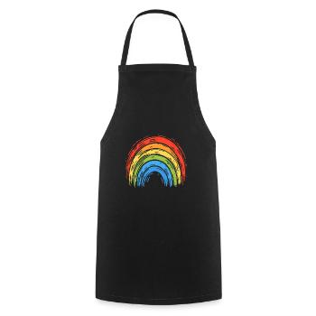 Mystischer Regenbogen in bunten Farben - Kochschürze - Schwarz - Vorne - AI Model Male 185 dark (185cm)