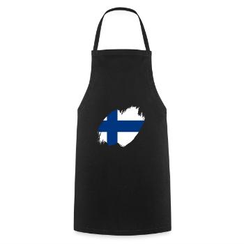 Finland Flag Suomi Finnish Flag Used Look - Cooking Apron - black - Front - AI Model Male 185 dark (185cm)