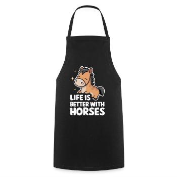 Pferd Pferde Reiten Pferdereiten Sprungreiten - Kochschürze - Schwarz - Vorne - AI Model Male 185 dark (185cm)