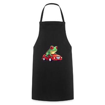LUSTIGER FROSCH - Kochschürze - Schwarz - Vorne - AI Model Male 185 dark (185cm)