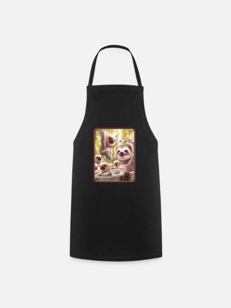 SLOTHS IN BATHTUB - Cooking Apron - black